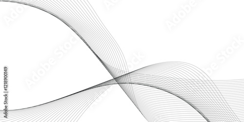 Abstract wavy grey blend liens technology abstract lines on white background. Digital frequency track equalizer. Vector illustration, Wavy stylized it make using blend tool.