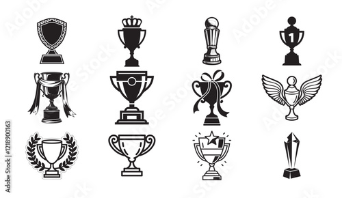 Silhouette Of Trophies Silhouette, Trophies Vector.
