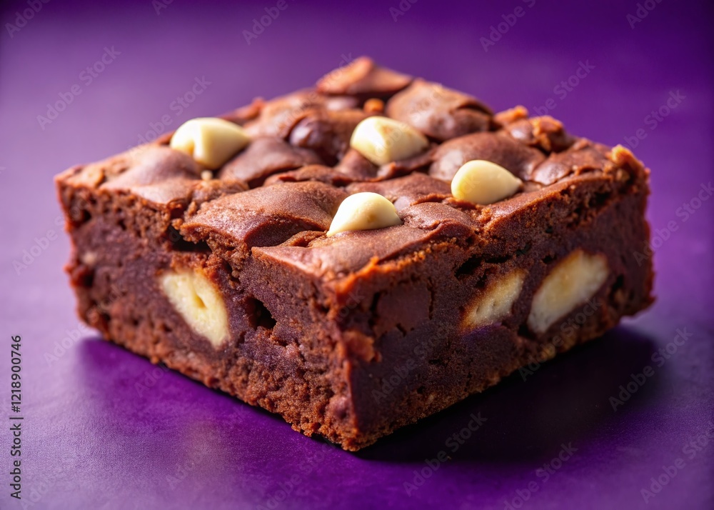 Decadent Brownie Close-up, Rule of Thirds, Purple Surface