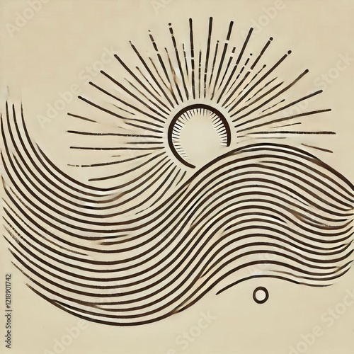The rays extend outward in flowing wavelike patterns creating a