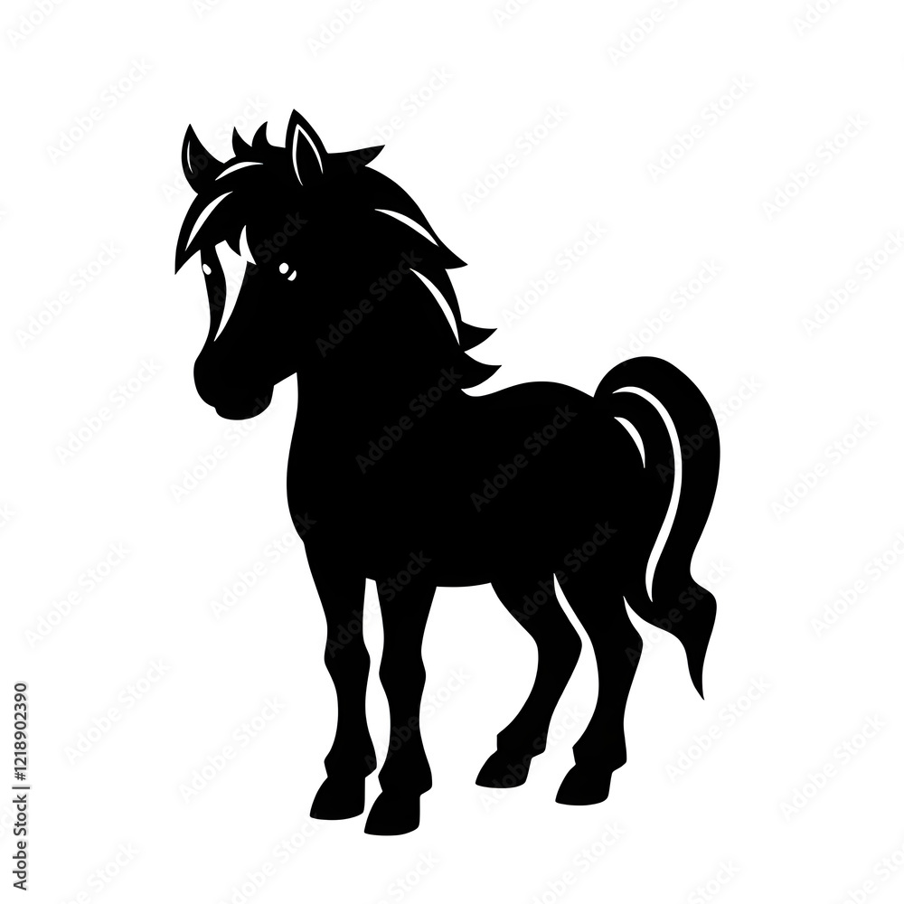 Horse illustration icon, black silhouette vector Horse illustration icon, black silhouette vector