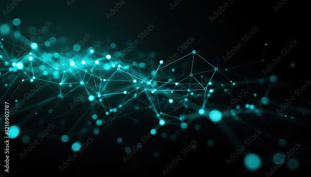 Futuristic digital network with glowing blue connections on black background Futuristic digital network with glowing blue connections on black background