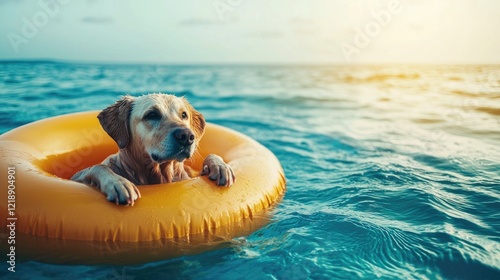 Dog Having Fun on Vacation by the Sea