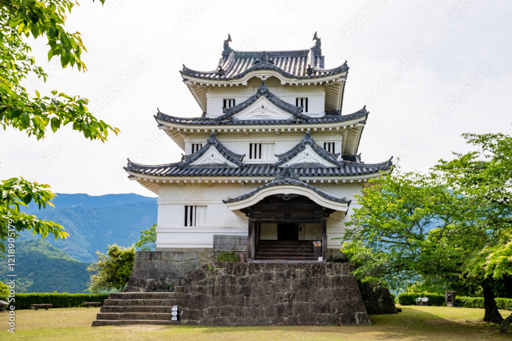愛媛県宇和島の城、日本、5月