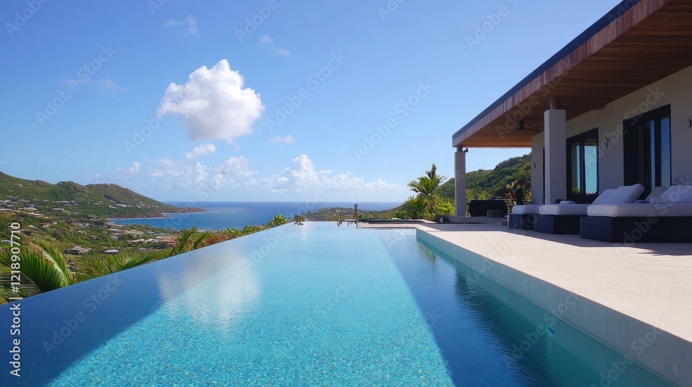 Fototapeta premium Luxury Villa with Infinity Pool and Ocean View