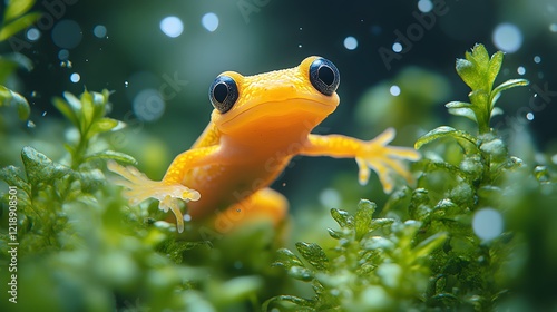 Exploring the Underwater Realm: A Smooth Newt - Lissotriton vulgaris Navigating Within a Peaceful Lagoon photo