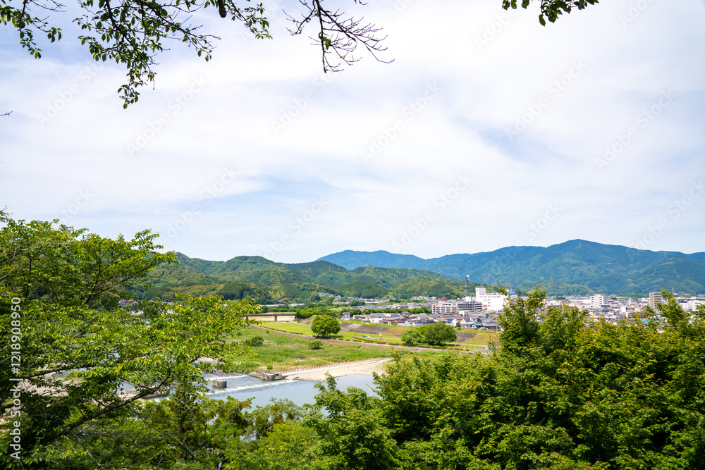 愛媛県大洲の城から見た景色、日本、5月