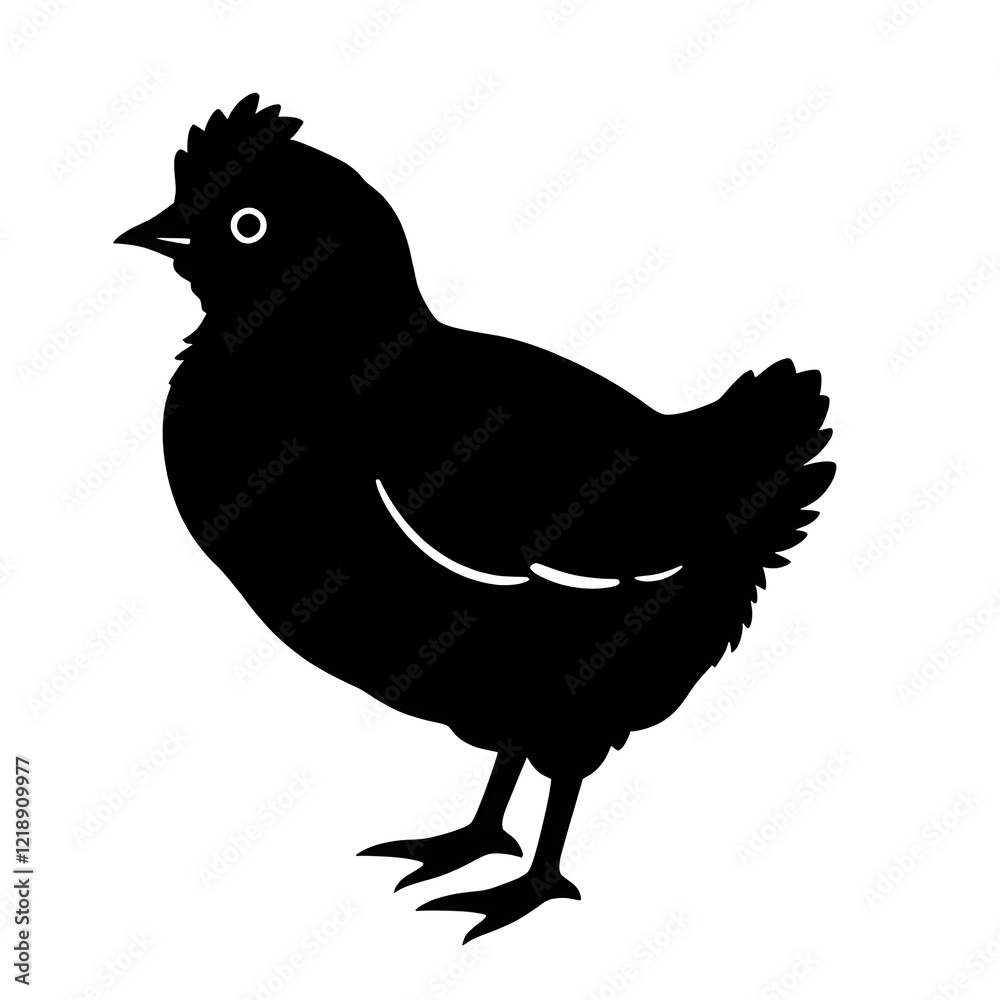 Fototapeta premium Baby chick illustration icon, black silhouette vector