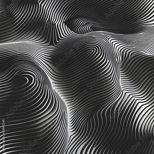 Wallpaper Mural abstract black and white striped 3d background with swirls.  Torontodigital.ca