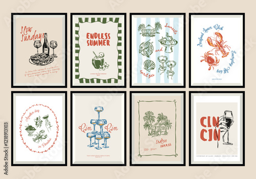 La dolce vita artwork collection with aesthetic quotes.