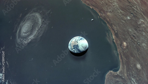 earthrise seen from lunar orbit photo