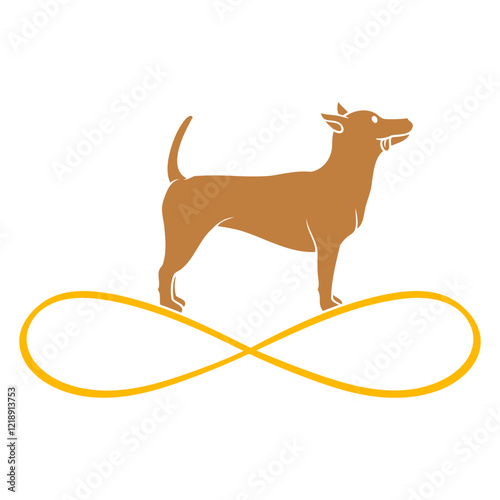 Dog Infinite Symbol Love Forever Dog Silhouette Design Lover Art Vector Illustration Card T-Shirt Poster Sticker Graphic Print Decorative Drawing Isolated Logo Decoration Symbol Creative Cool Style
