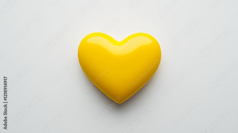 Fototapeta premium solid color yellow heart shape. yellow heart shape on white background