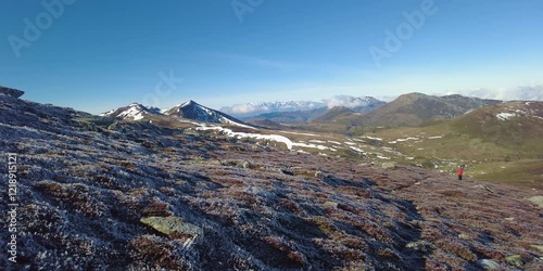 Frozen Landscape of Valles Altos del Nansa y Saja and Alto Campoo, Cantabria - Aerial view of the icy landscape in Valles Altos del Nansa y Saja and Alto Campoo, showcasing Cantabria's winter beauty. photo