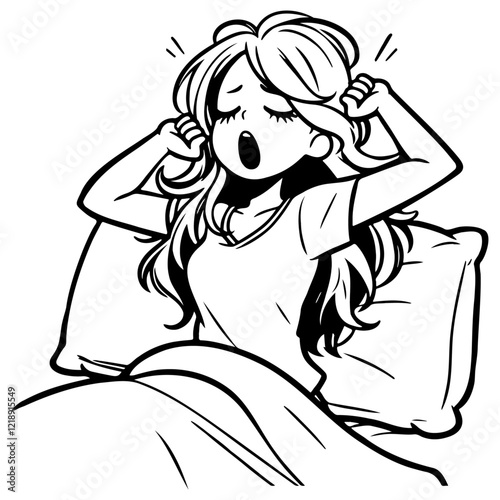 Woman Yawn Morning Wake Up.