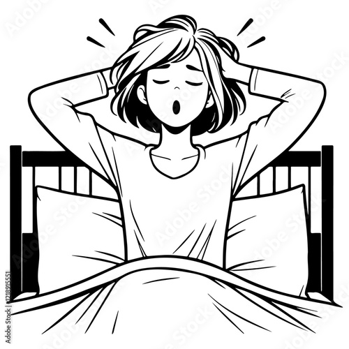 Woman Yawn Morning Wake Up.