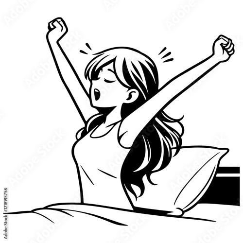 Woman Yawn Morning Wake Up.