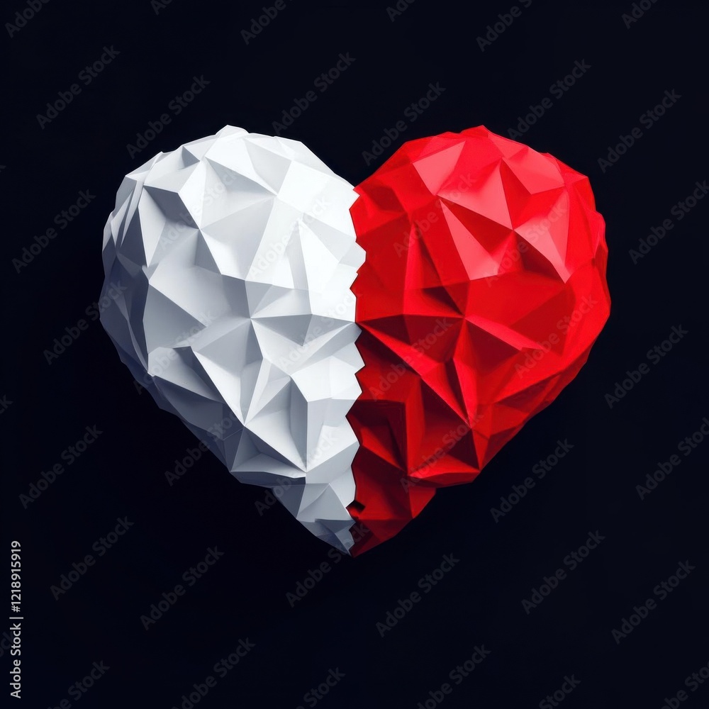 Fototapeta premium Creative graphic hearts in geometric modern styles