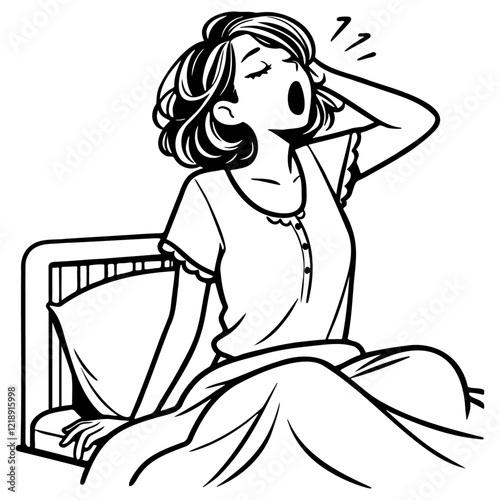 Woman Yawn Morning Wake Up.