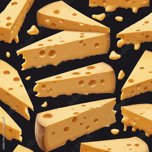 The processed texture of radiator or madam yellow cheese is covered with large holes. Detailed background texture of cheese surface in macro. Background for banner, background or texture for 3D mappin