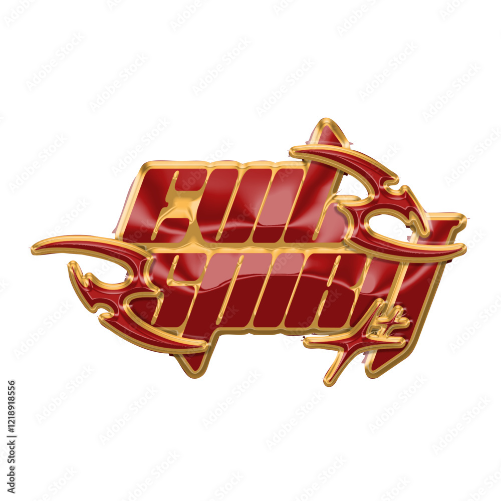 Logotype Y2K of chrome special chinese new year elements design, streetwear in Y2K style. Vector abstract y2k typeface in futurism aesthetics. 3d chrome effect.