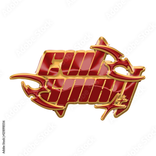 Logotype Y2K of chrome special chinese new year elements design, streetwear in Y2K style. Vector abstract y2k typeface in futurism aesthetics. 3d chrome effect.