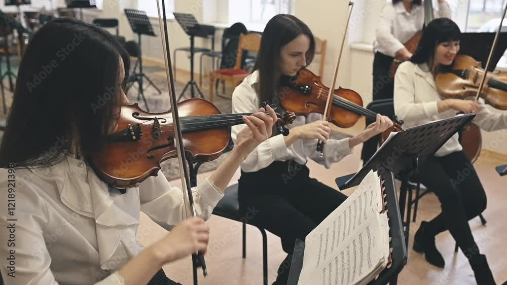 String ensemble reimagines classical music with modern techniques. Innovative interpretations blend tradition and contemporary style creating unique soundscapesconcept Modern interpretations classics