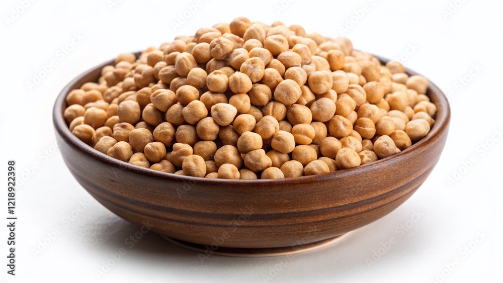 Dried Chickpea Seeds Macro, Round Bowl, Isolated Dried Chickpea Seeds Macro, Round Bowl, Isolated