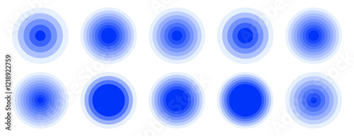 Set of gradation pain concentration, headache, toothache icon, radial pain, radar target icons