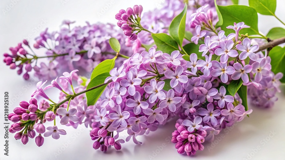 Drone Photography Lilac Flowers Branch White Background AI Photo Drone Photography Lilac Flowers Branch White Background AI Photo