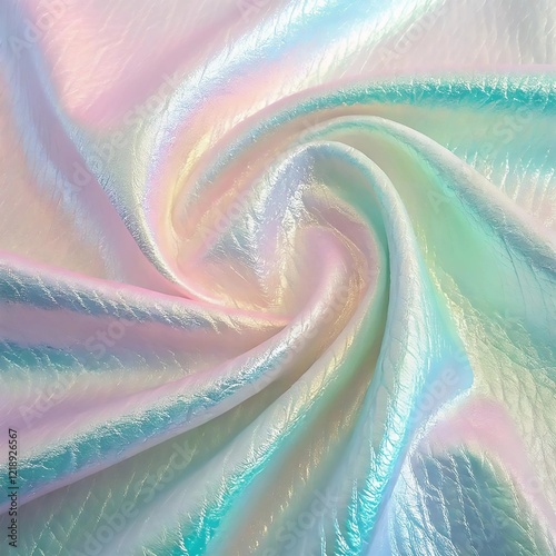 A textured, iridescent background featuring soft, pastel colors such as pale pink, blue, and green, blended together in a shimmering effect. The surface appears slightly distorted, reminiscent of 
