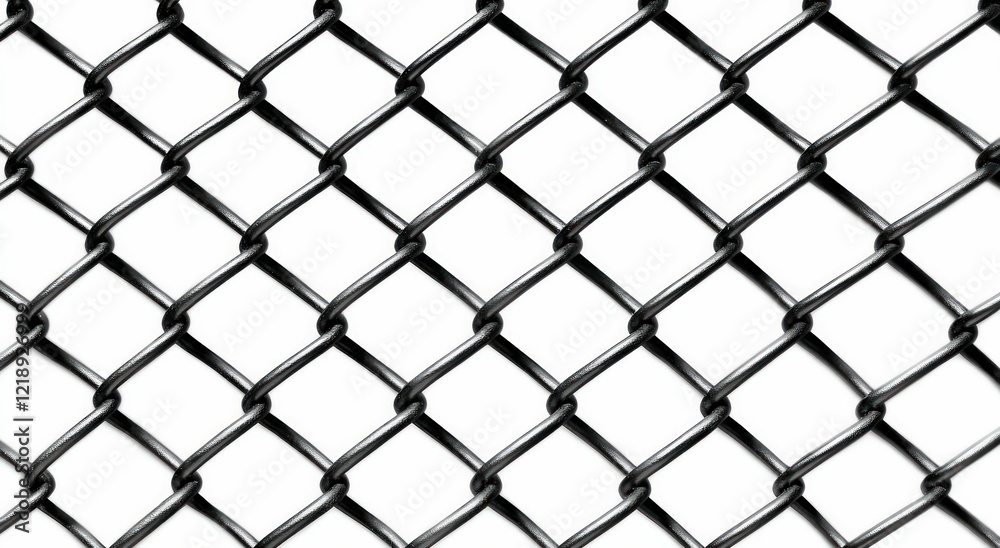 Fototapeta premium Close-Up of Chain Link Fence on White Background