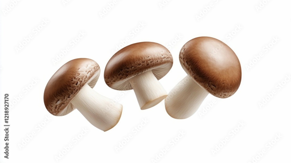 Fresh Brown Mushrooms Isolated on White Background Fresh Brown Mushrooms Isolated on White Background