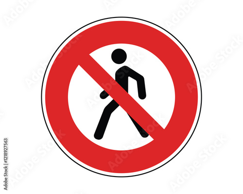 Traffic Sign Indicating No Entry for Pedestrians on Public Roads, High-Quality Vectorial Stock Image