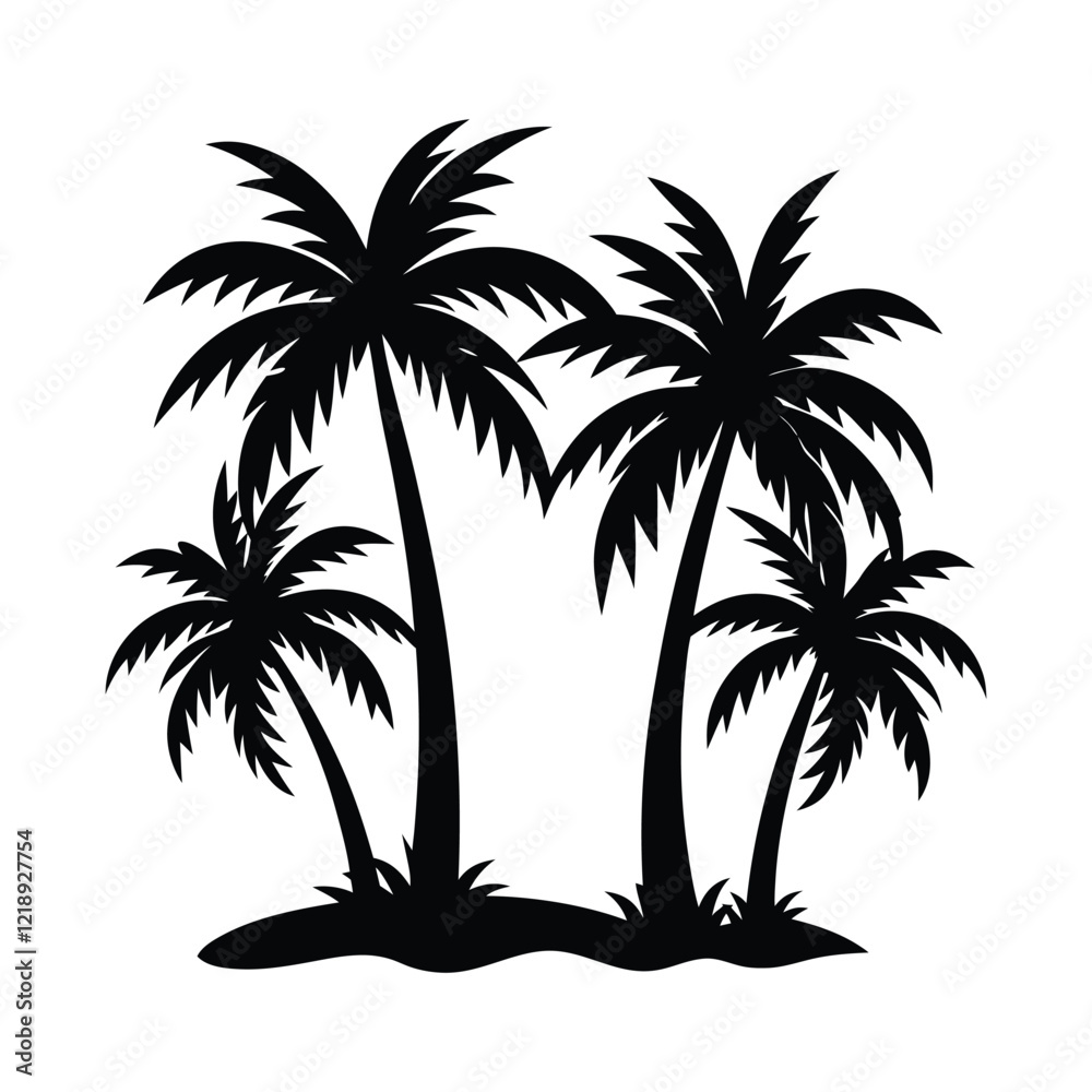 Obraz premium palm tree silhouette isolated on white background