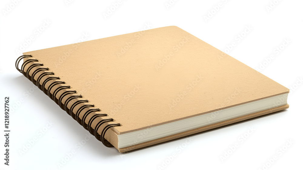 Spiral-bound notebook with blank kraft paper cover, perfect for notes or sketches.  A simple, elegant design.