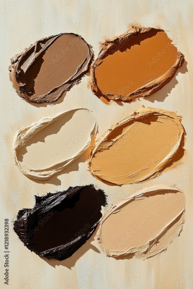 Color palette of paint swatches showcasing various shades on a textured cream background for artistic inspiration Color palette of paint swatches showcasing various shades on a textured cream background for artistic inspiration