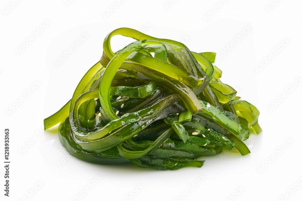 wakame seaweed, japanese food isolated on white background with clapping wakame seaweed, japanese food isolated on white background with clapping
