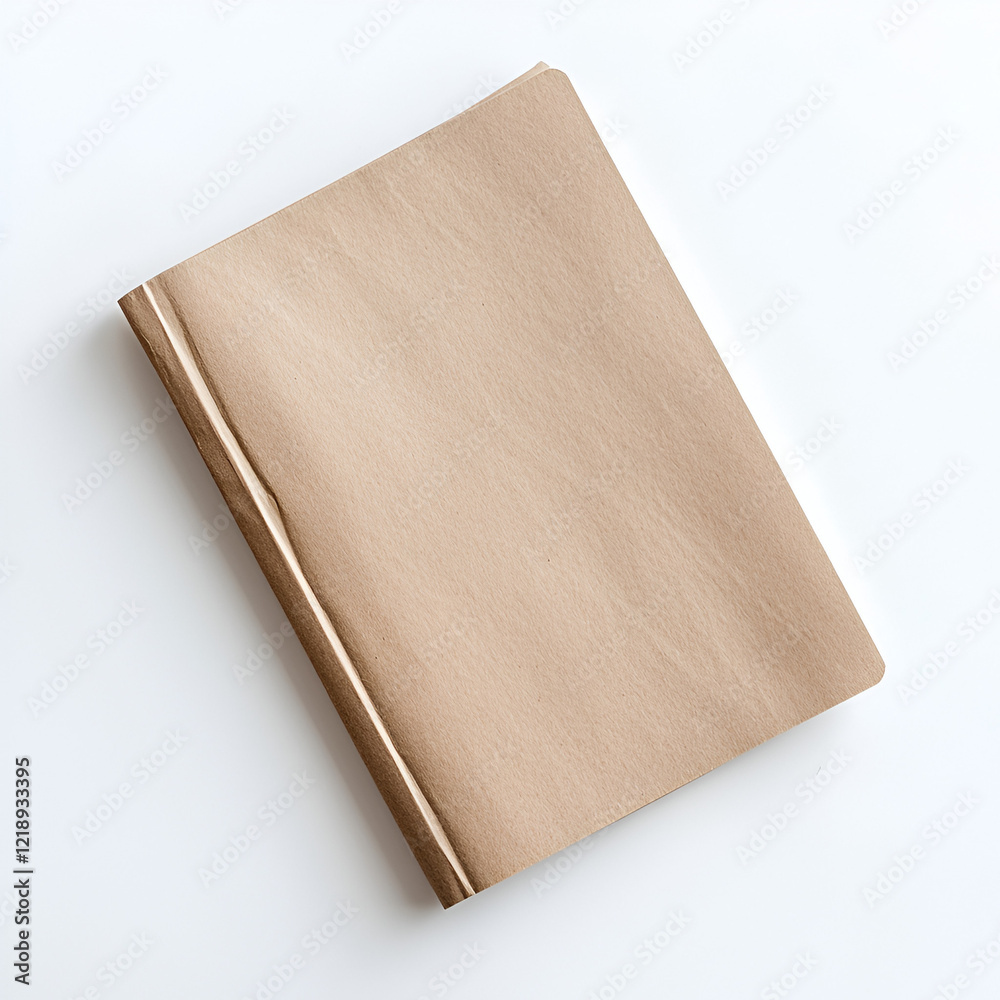 Blank kraft paper notebook on white background. Perfect for showcasing your designs or text. Blank kraft paper notebook on white background. Perfect for showcasing your designs or text.