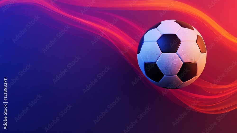 Obraz premium Abstract Motion Trails Behind a Soccer Ball on a Dark Background