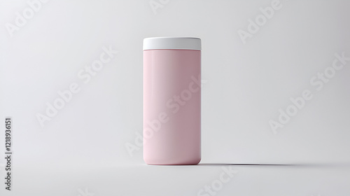 Wallpaper Mural Pink cylindrical container with a white lid, isolated on a white background. Perfect for product packaging mockups. Torontodigital.ca