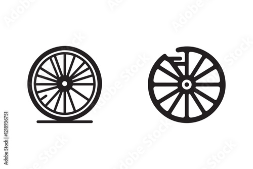 Simple cycle wheel icon. Black cycle wheel silhouette vector