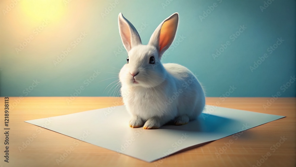 Obraz premium Easter Bunny 2023 White Rabbit with Sheet - Copy Space