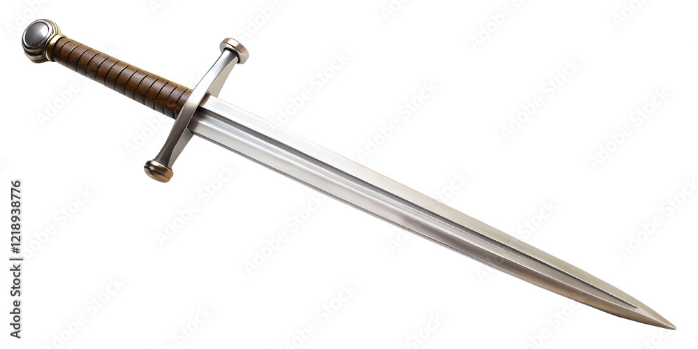 steel medieval sword, isolated soft focus on the transparent background steel medieval sword, isolated soft focus on the transparent background