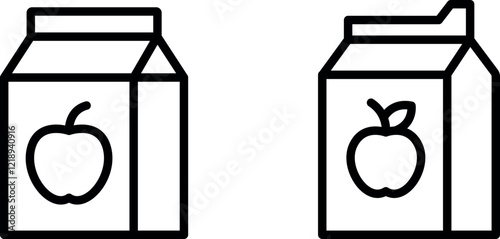 Apple Juice Box Vector Icon Set - Fresh and Refreshing Beverage Graphics