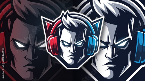 Mascot illustration of a male esport player wearing headphones.