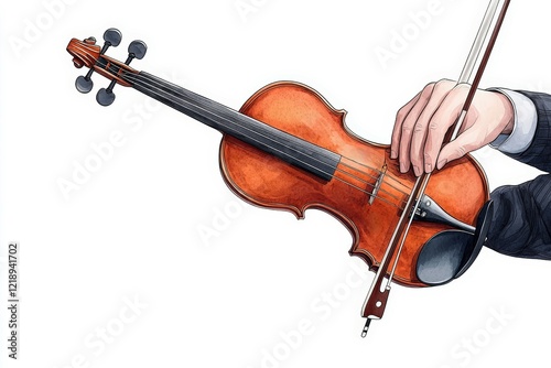 A close-up of a hand playing a violin, showcasing musical artistry and elegance in a classical performance setting.