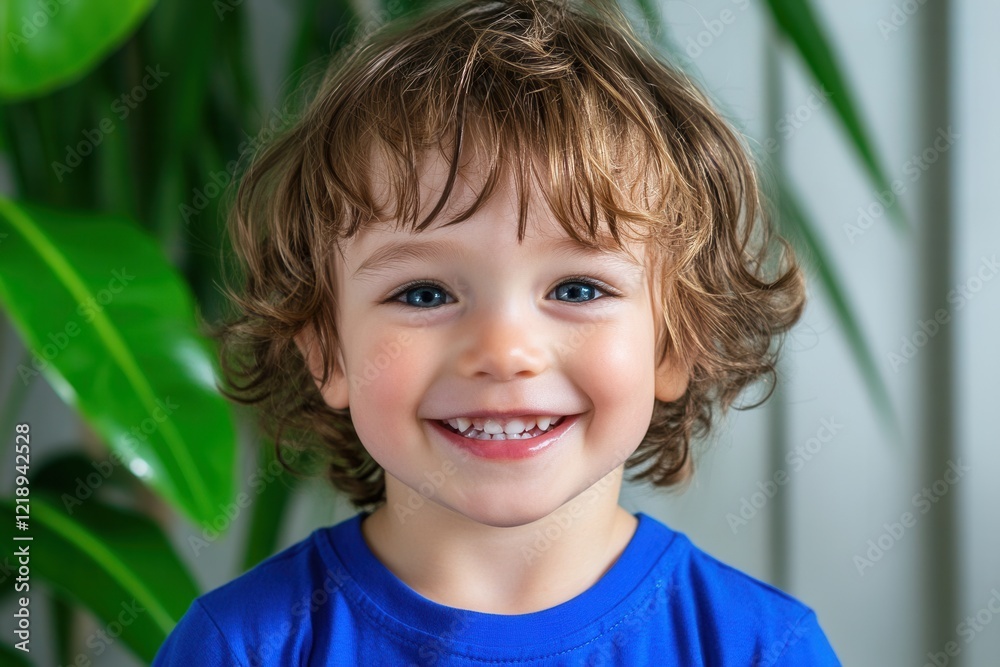 Joyful Toddler With Curly Blond Hair And Bright Blue Eyes Joyful Toddler With Curly Blond Hair And Bright Blue Eyes