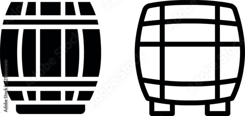 Beer Barrel Vector Icon Set - Classic and Rustic Brewing Graphics