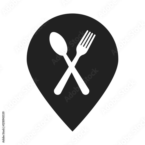 Restaurant location. Food location. GPS restaurant. Vector illustration